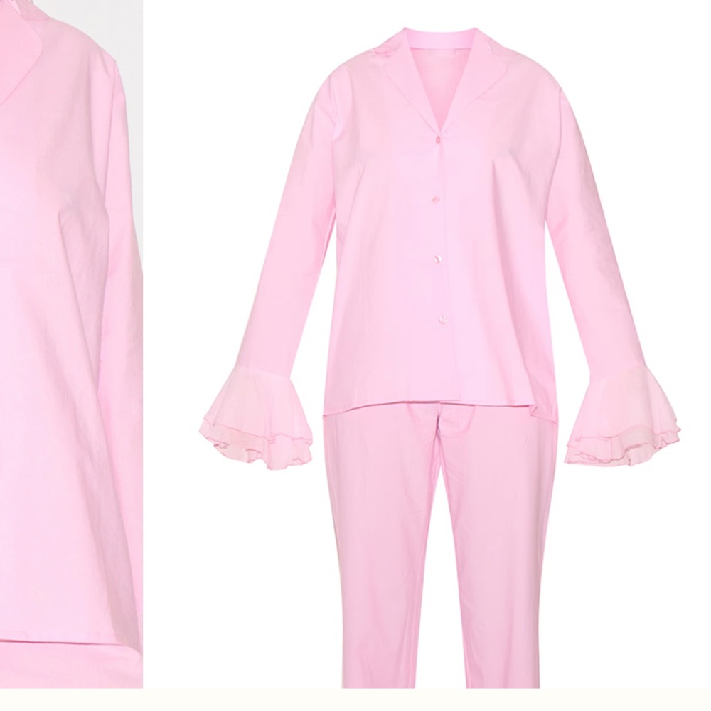 Boohoo Light Pink Ruffle Sleeve Pajama Set - Picture 2 of 3
